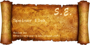 Speiser Elek névjegykártya